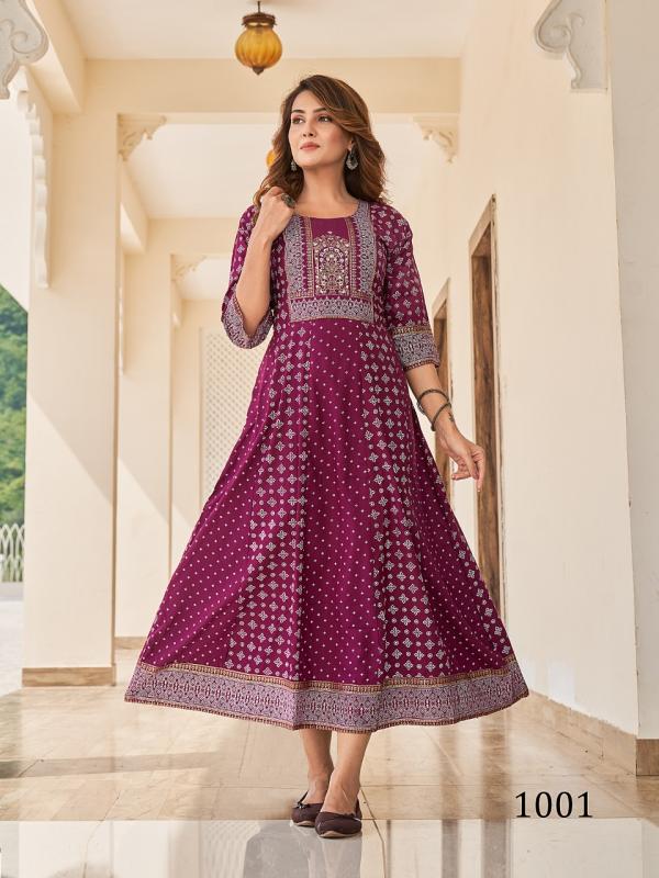 Banwery Queen 1 Fancy Wear Long  Rayon Anarkali Kurti Collection